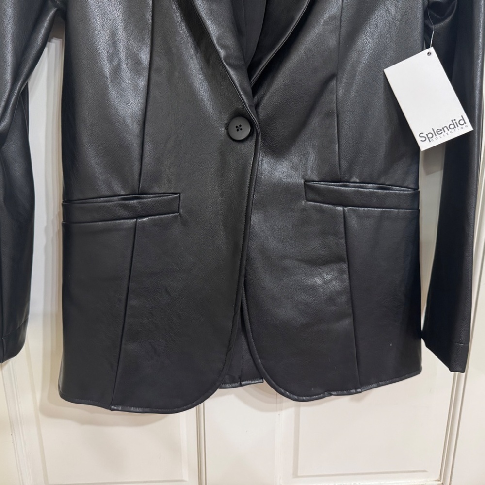 SALE NEW with Tags Splendid Black Leather Classic Jacket sz S - Picture 4 of 6
